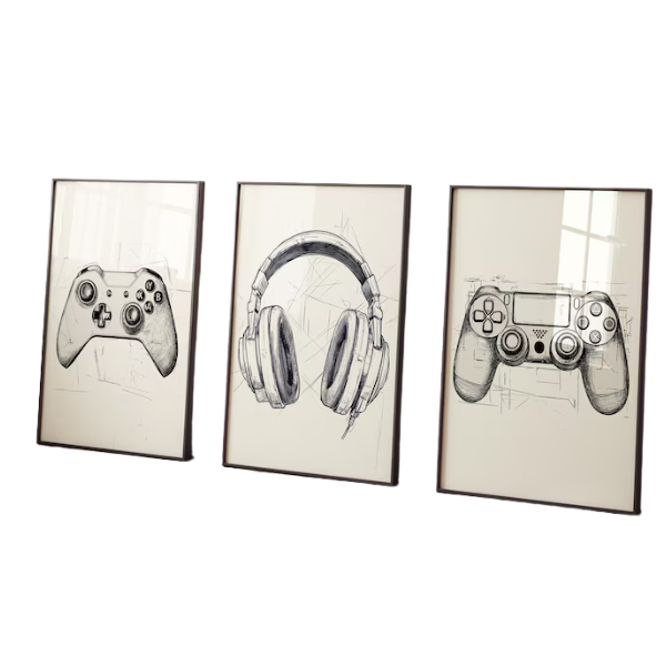 Set of 3 Sketched Gaming Prints