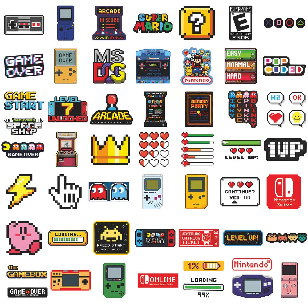 Beamix 50PCS Classic Gaming Console Cartoon Stickers